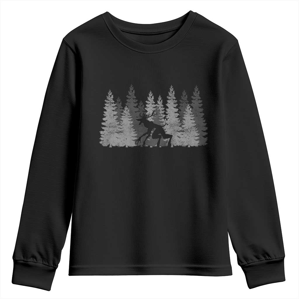 Wendigo Youth Sweatshirt Mountain Trees Cryptid Occult Dark Fantasy TS10 Black Print Your Wear