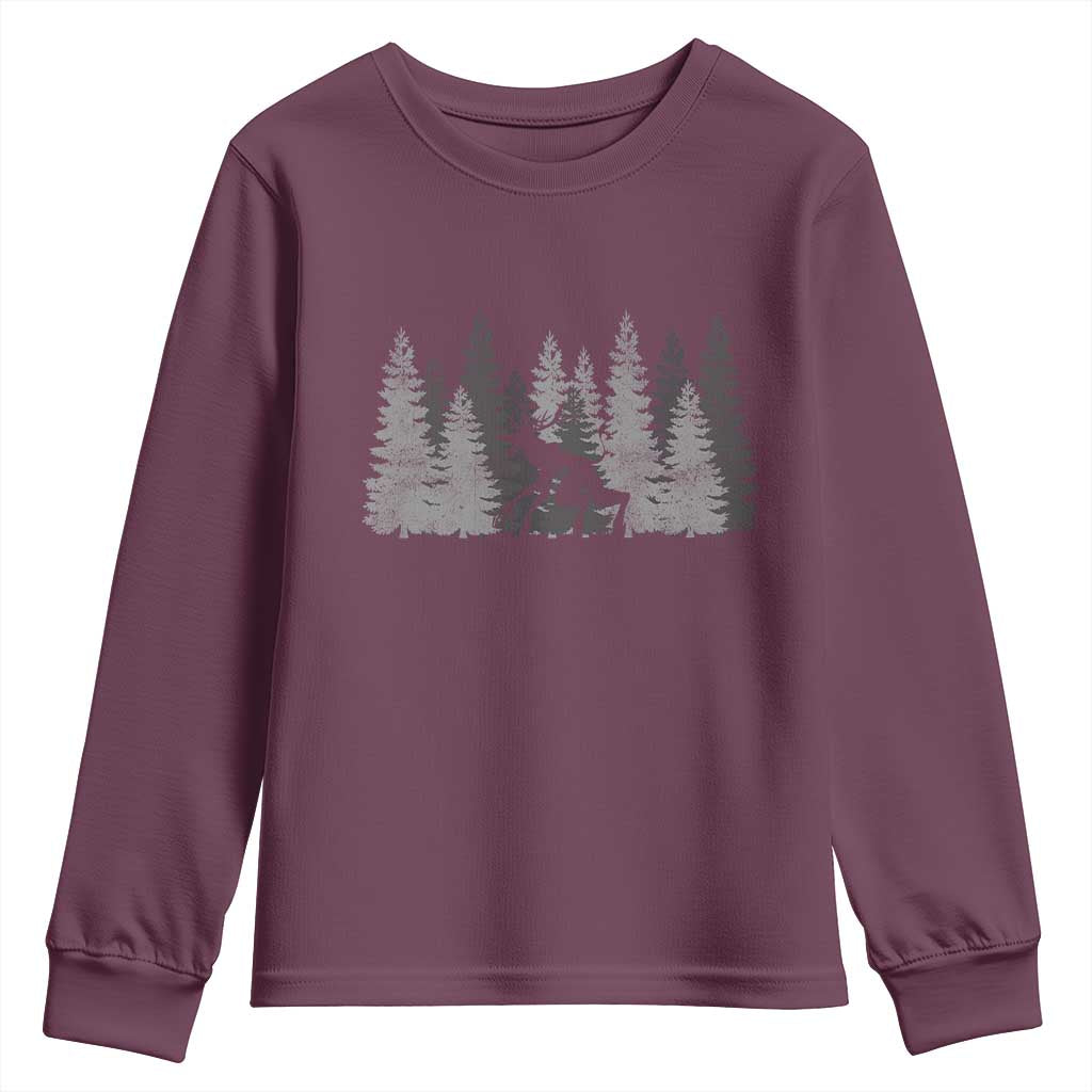Wendigo Youth Sweatshirt Mountain Trees Cryptid Occult Dark Fantasy TS10 Maroon Print Your Wear