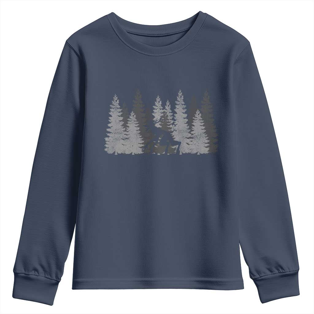 Wendigo Youth Sweatshirt Mountain Trees Cryptid Occult Dark Fantasy TS10 Navy Print Your Wear