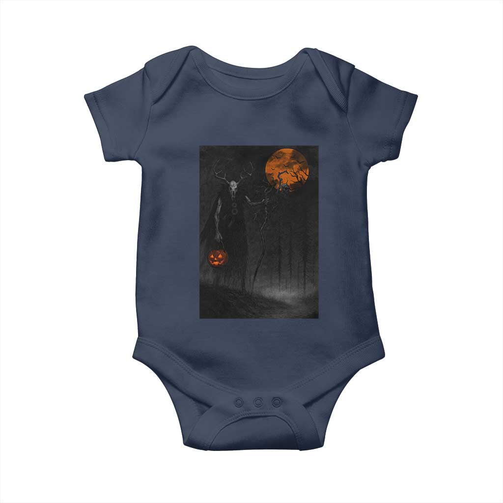 Halloween Wendigo Baby Onesie Scary Pumpkin Moon TS10 Navy Print Your Wear