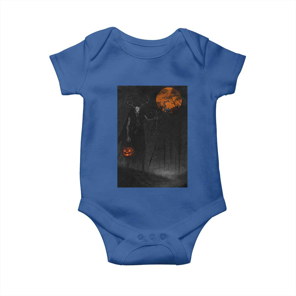 Halloween Wendigo Baby Onesie Scary Pumpkin Moon TS10 Royal Blue Print Your Wear