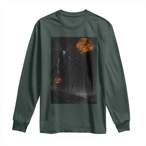 Halloween Wendigo Long Sleeve Shirt Scary Pumpkin Moon TS10 Dark Forest Green Print Your Wear