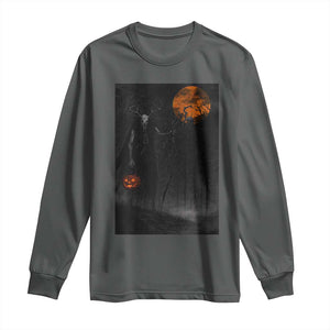 Halloween Wendigo Long Sleeve Shirt Scary Pumpkin Moon TS10 Dark Heather Print Your Wear