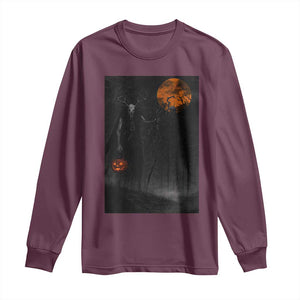 Halloween Wendigo Long Sleeve Shirt Scary Pumpkin Moon TS10 Maroon Print Your Wear
