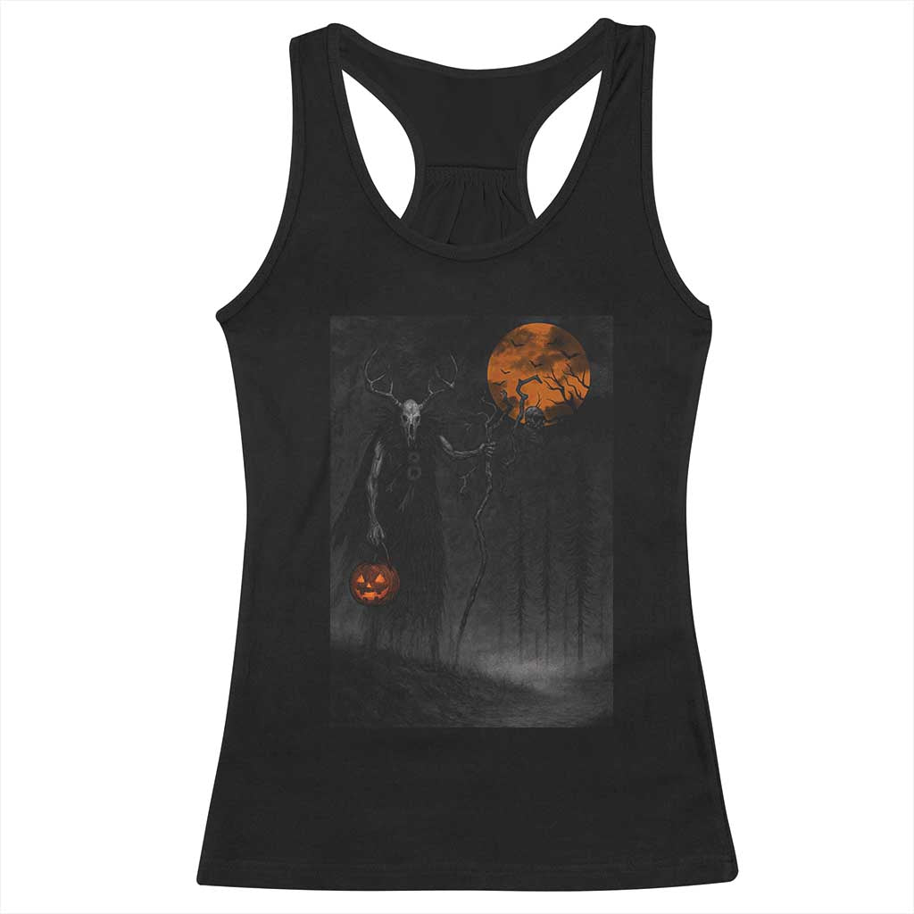 Halloween Wendigo Racerback Tank Top Scary Pumpkin Moon TS10 Black Print Your Wear