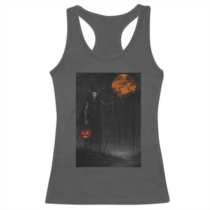 Halloween Wendigo Racerback Tank Top Scary Pumpkin Moon TS10 Dark Heather Print Your Wear