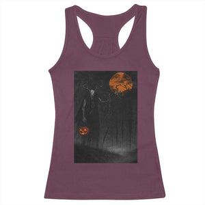 Halloween Wendigo Racerback Tank Top Scary Pumpkin Moon TS10 Maroon Print Your Wear