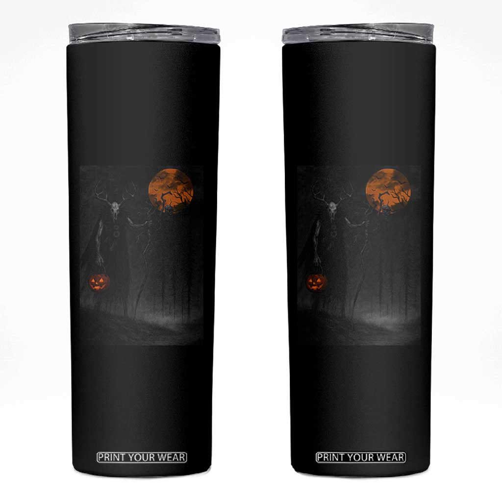 Halloween Wendigo Skinny Tumbler Scary Pumpkin Moon TS10 Black Print Your Wear