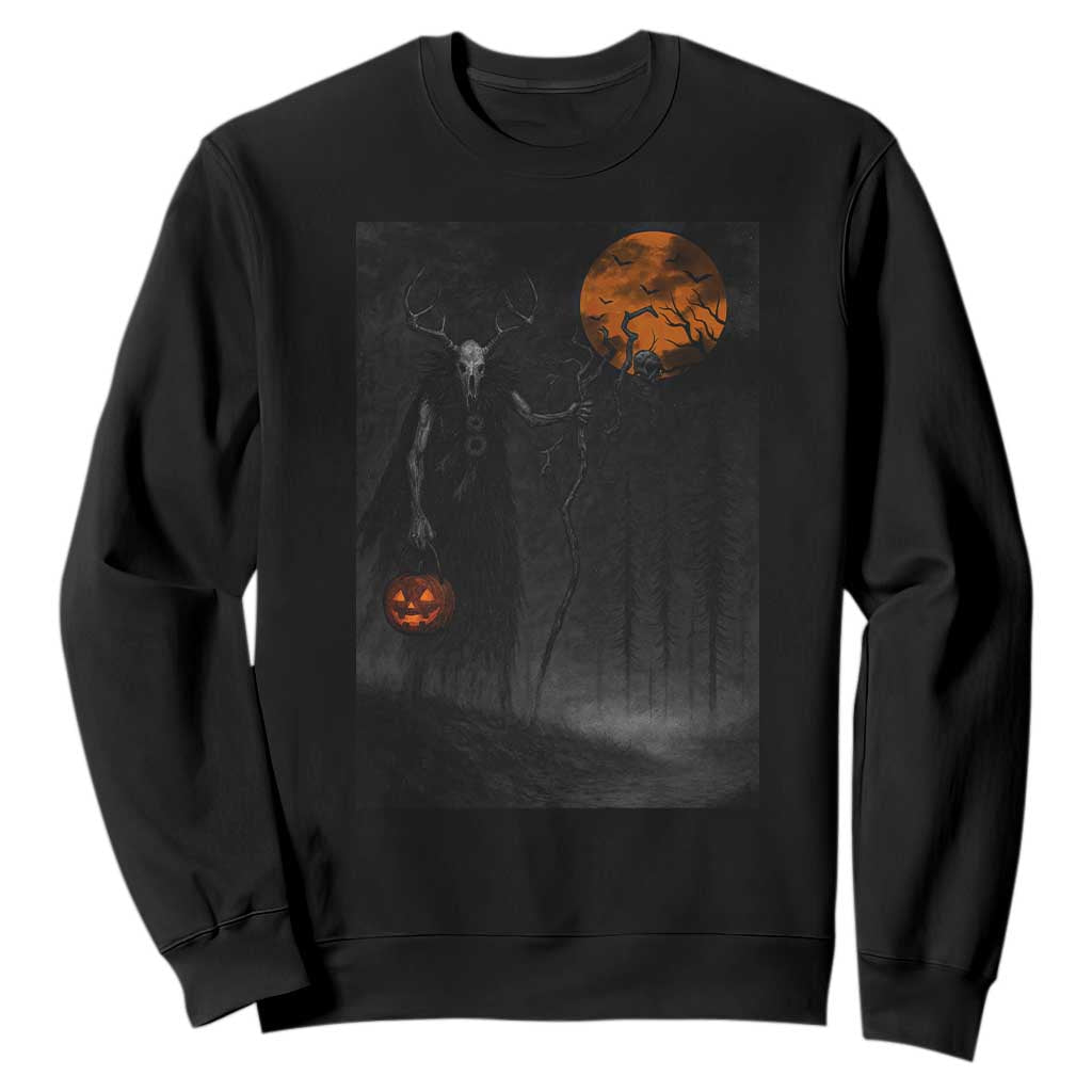 Halloween Wendigo Sweatshirt Scary Pumpkin Moon TS10 Black Print Your Wear