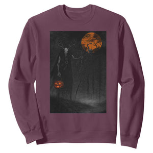 Halloween Wendigo Sweatshirt Scary Pumpkin Moon TS10 Maroon Print Your Wear