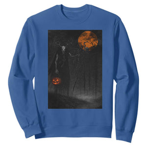 Halloween Wendigo Sweatshirt Scary Pumpkin Moon TS10 Royal Blue Print Your Wear