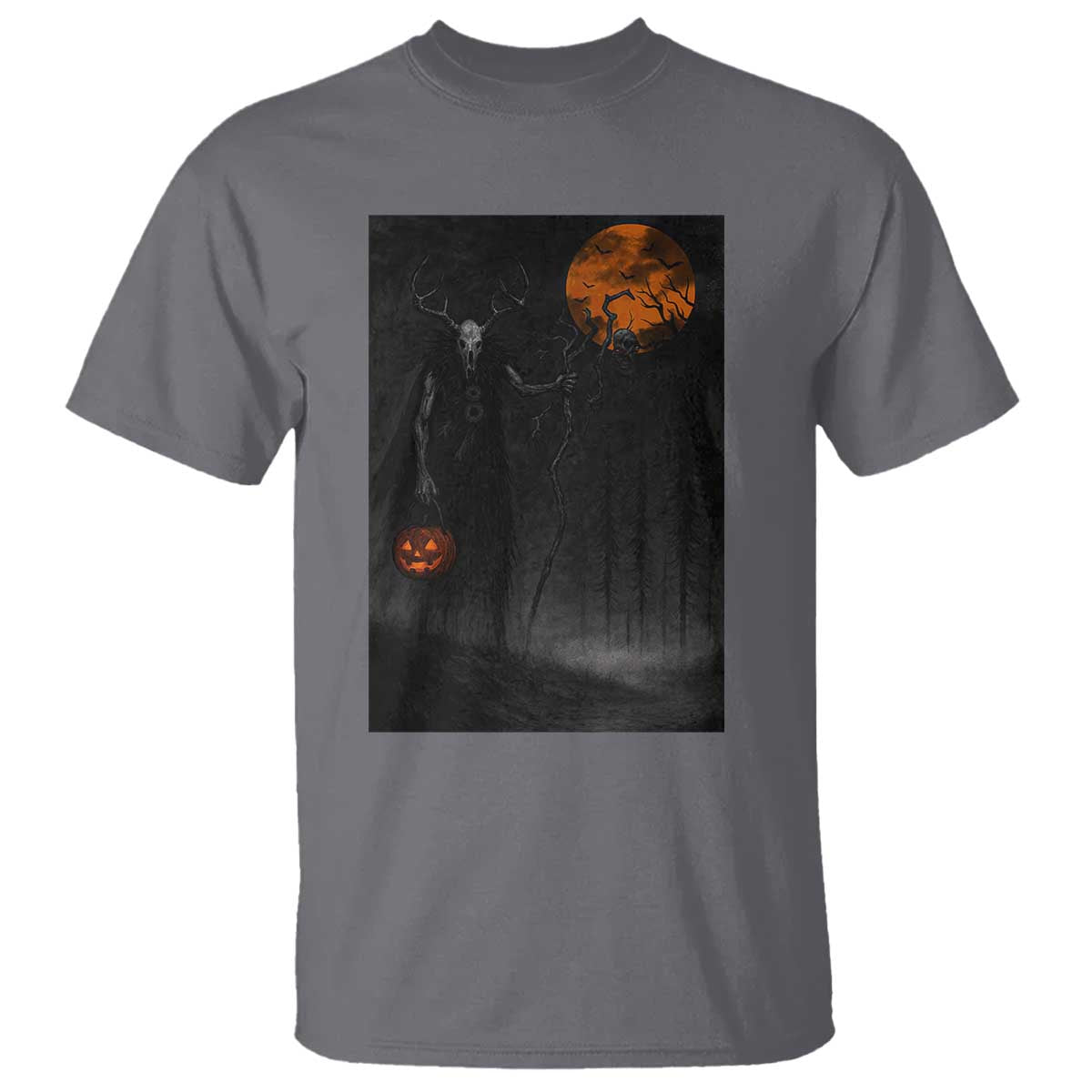 Halloween Wendigo T Shirt Scary Pumpkin Moon TS10 Charcoal Print Your Wear