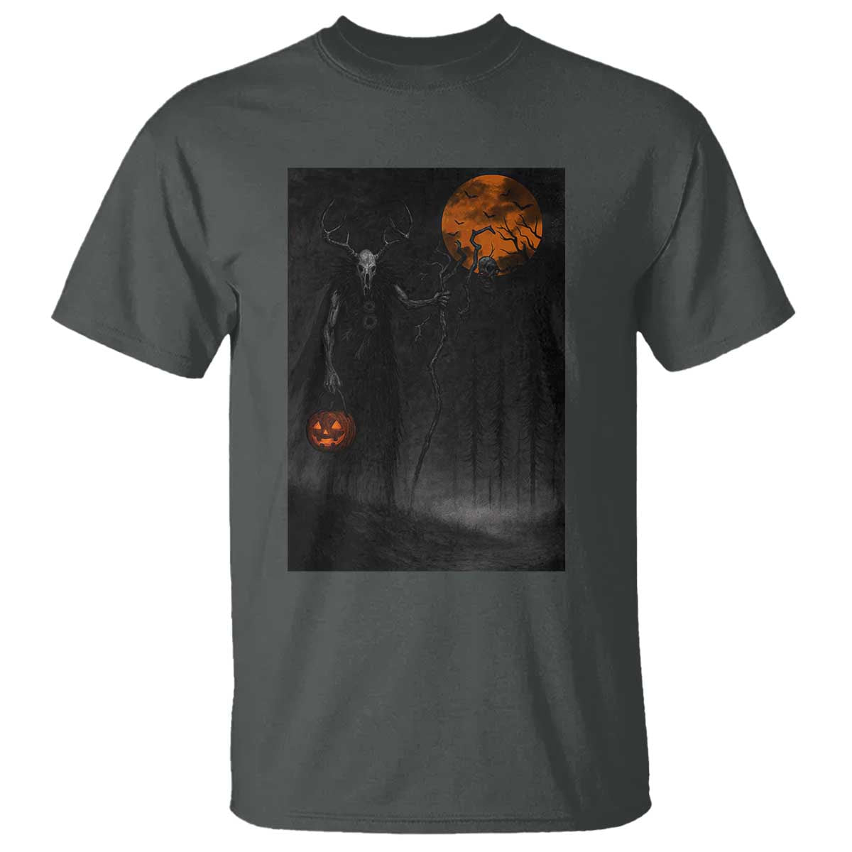 Halloween Wendigo T Shirt Scary Pumpkin Moon TS10 Dark Heather Print Your Wear