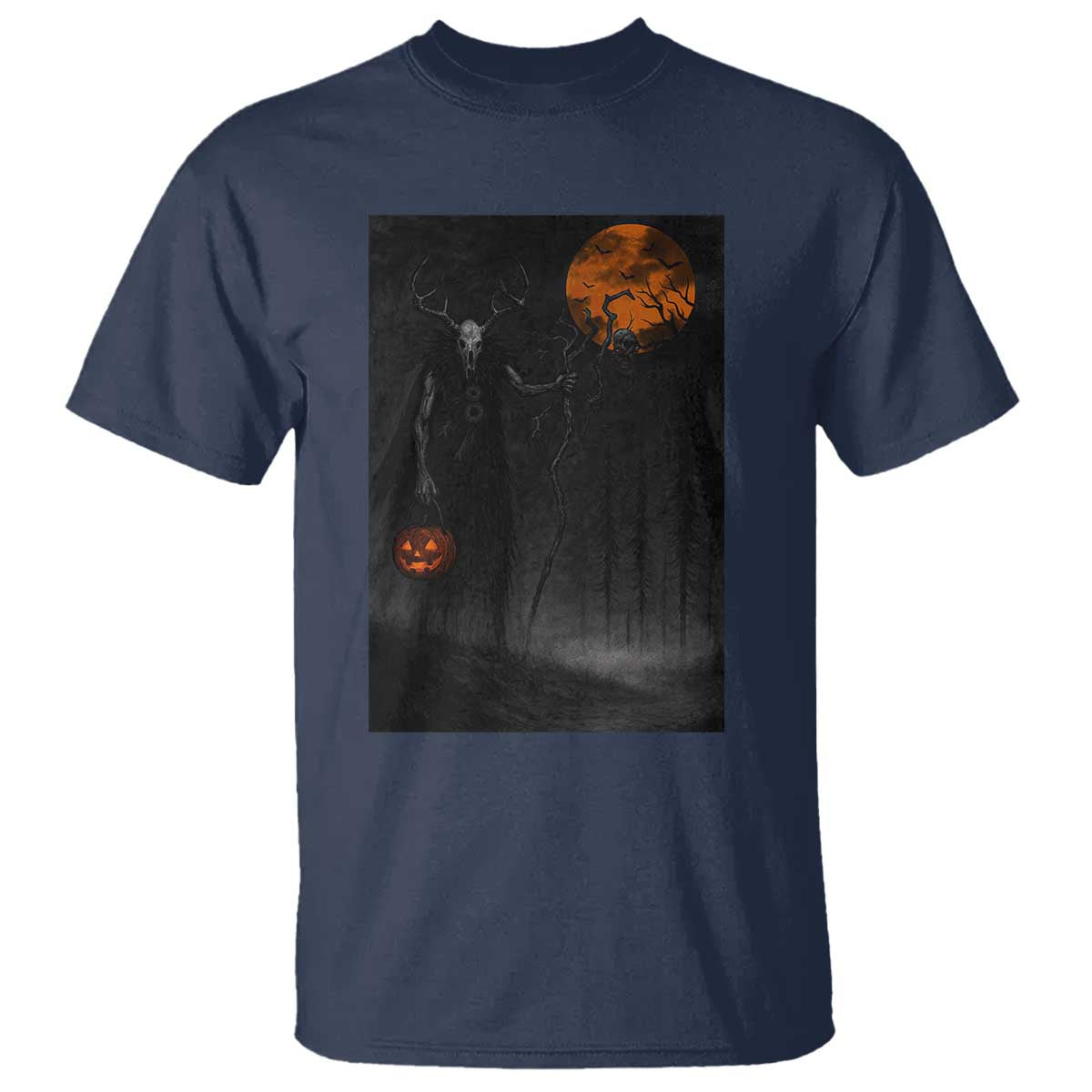 Halloween Wendigo T Shirt Scary Pumpkin Moon TS10 Navy Print Your Wear