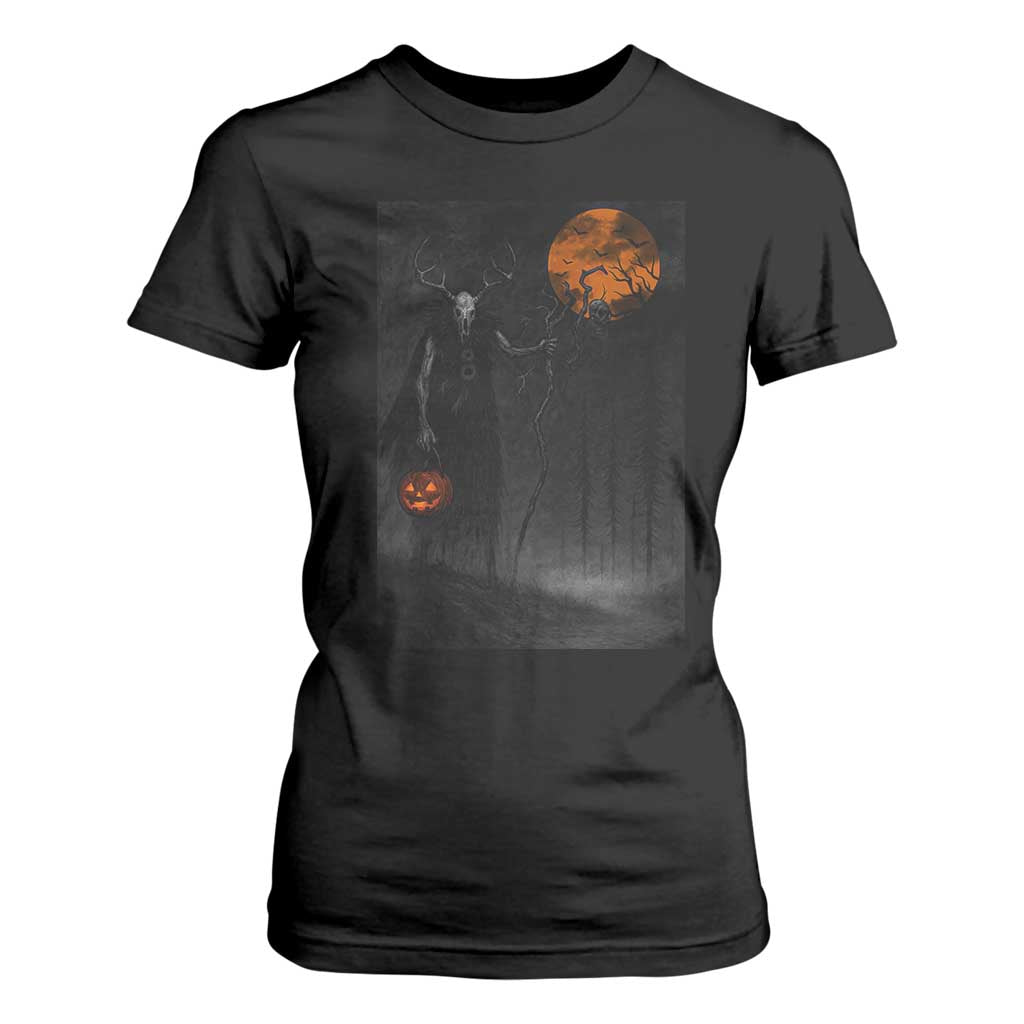 Halloween Wendigo T Shirt For Women Scary Pumpkin Moon TS10 Black Print Your Wear