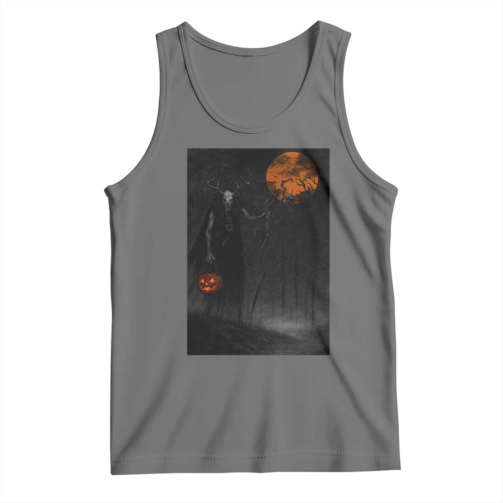Halloween Wendigo Tank Top Scary Pumpkin Moon TS10 Black Heather Print Your Wear