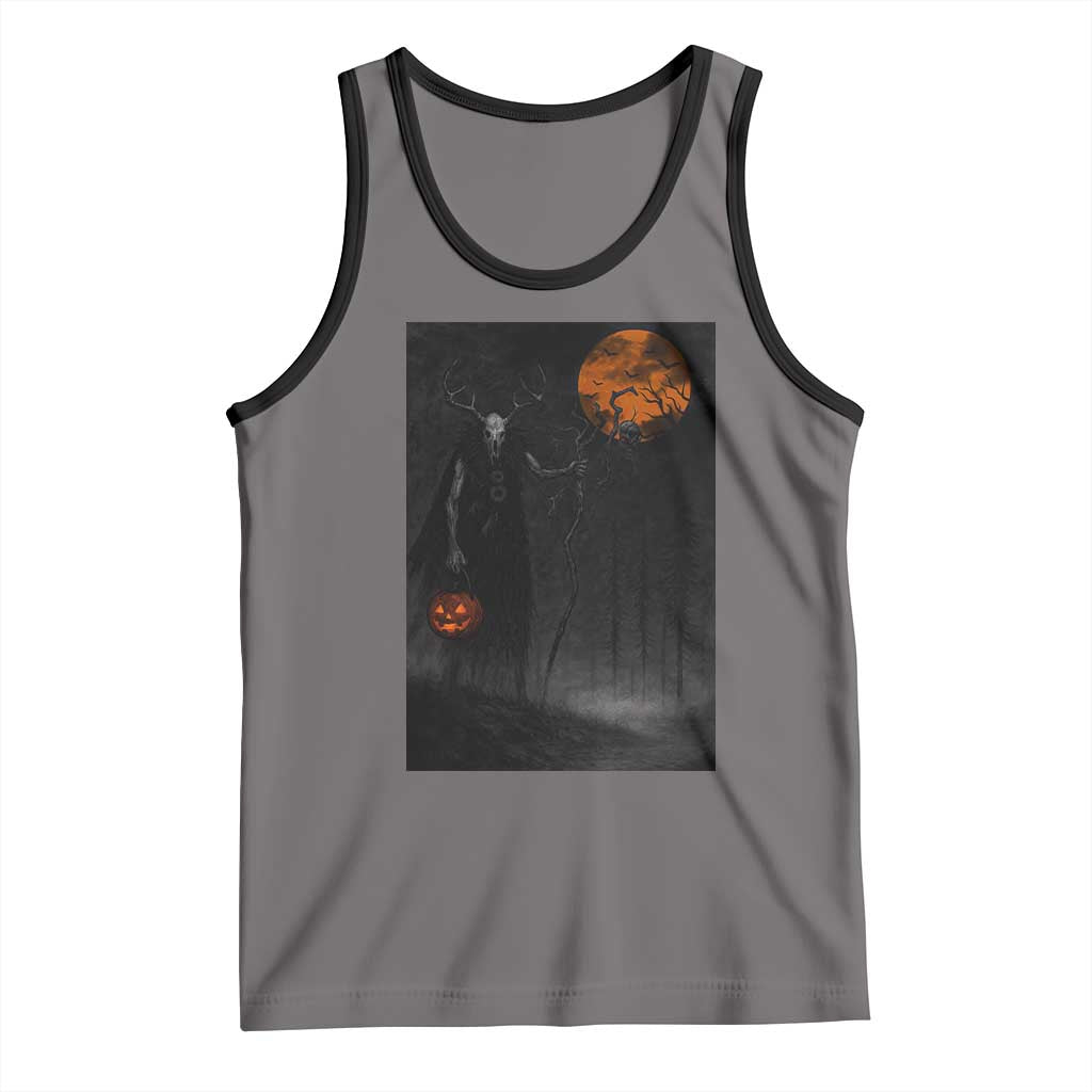 Halloween Wendigo Tank Top Scary Pumpkin Moon TS10 Deep Heather Black Print Your Wear