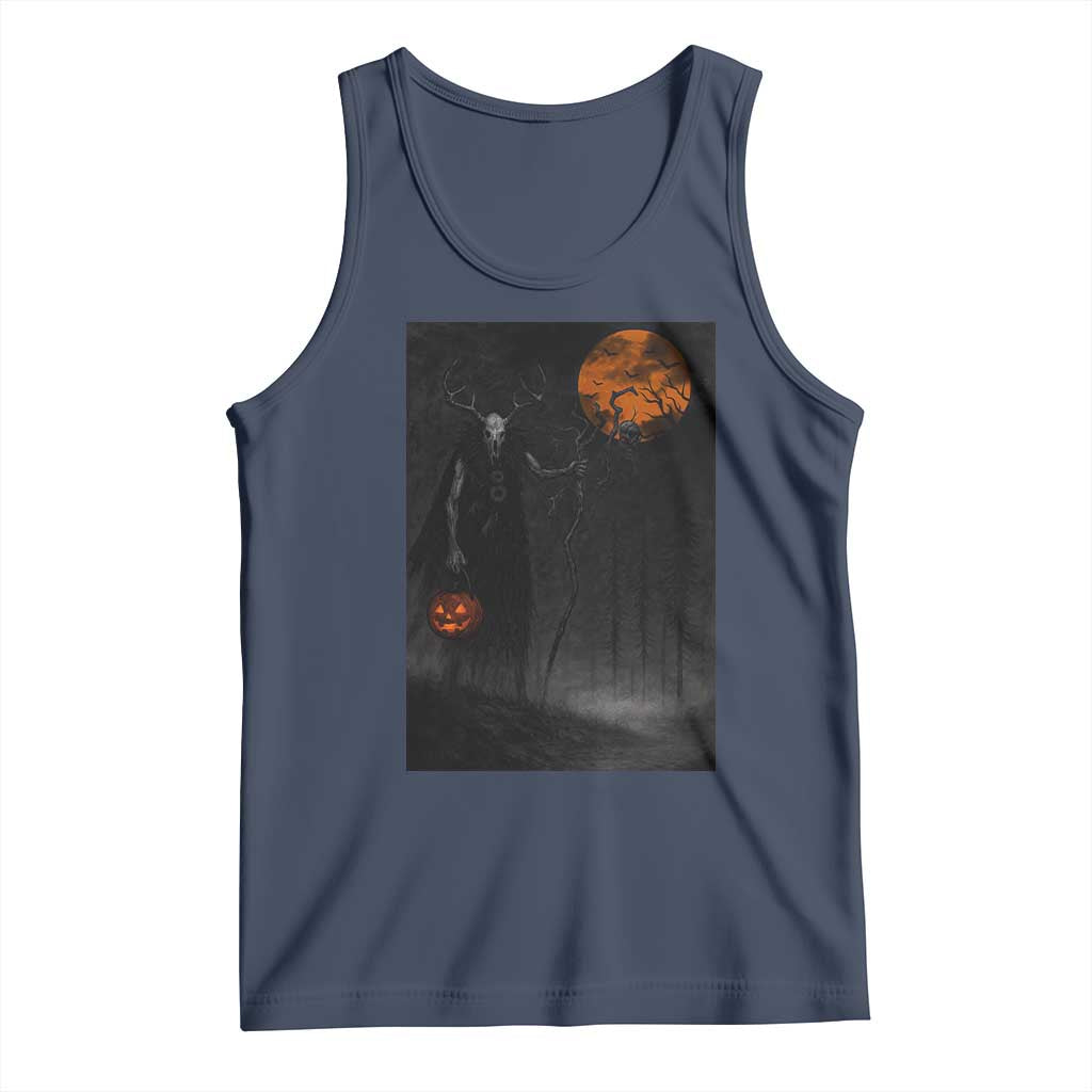 Halloween Wendigo Tank Top Scary Pumpkin Moon TS10 Navy Print Your Wear