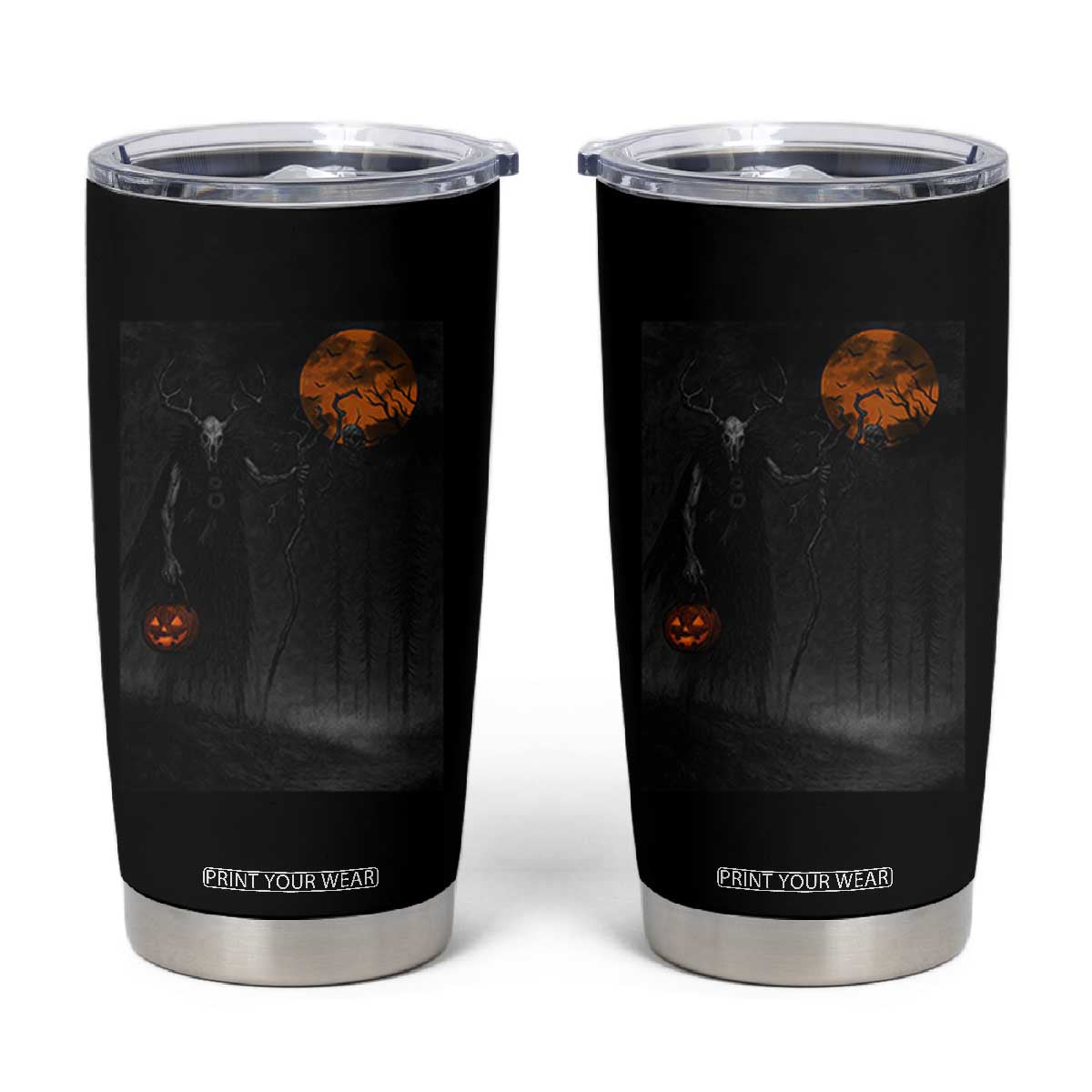 Halloween Wendigo Tumbler Cup Scary Pumpkin Moon TS10 Black Print Your Wear