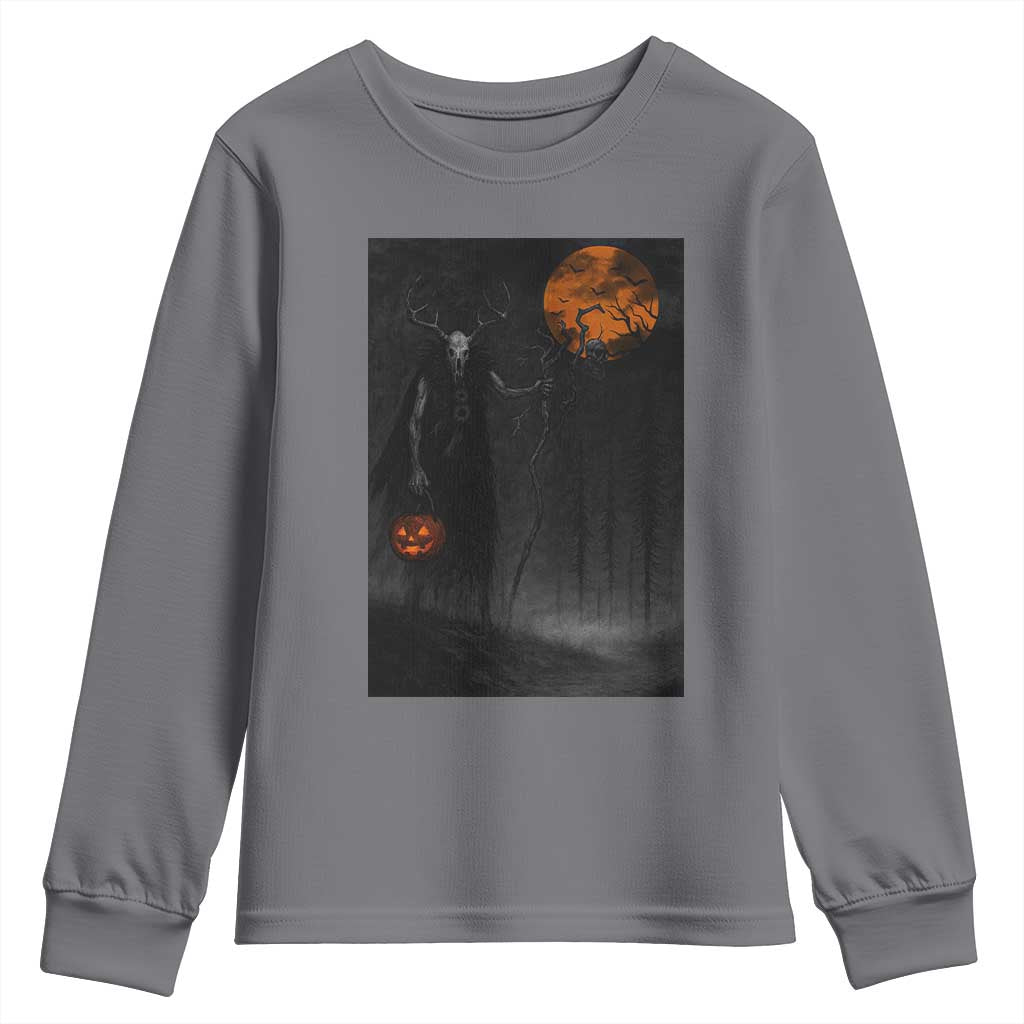 Halloween Wendigo Youth Sweatshirt Scary Pumpkin Moon TS10 Charcoal Print Your Wear