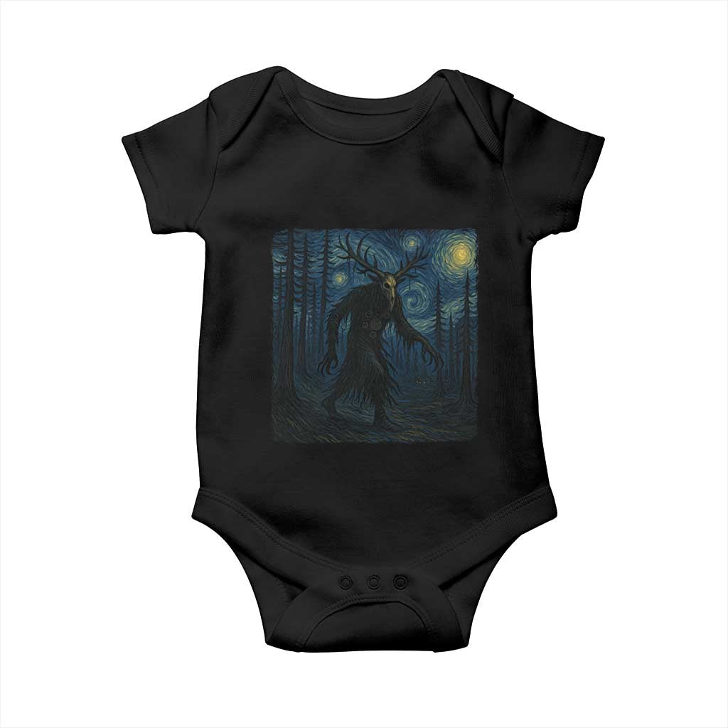 Wendigo Starry Night Baby Onesie Van Gogh Dark Fantasy Cryptid Lovers TS10 Black Print Your Wear