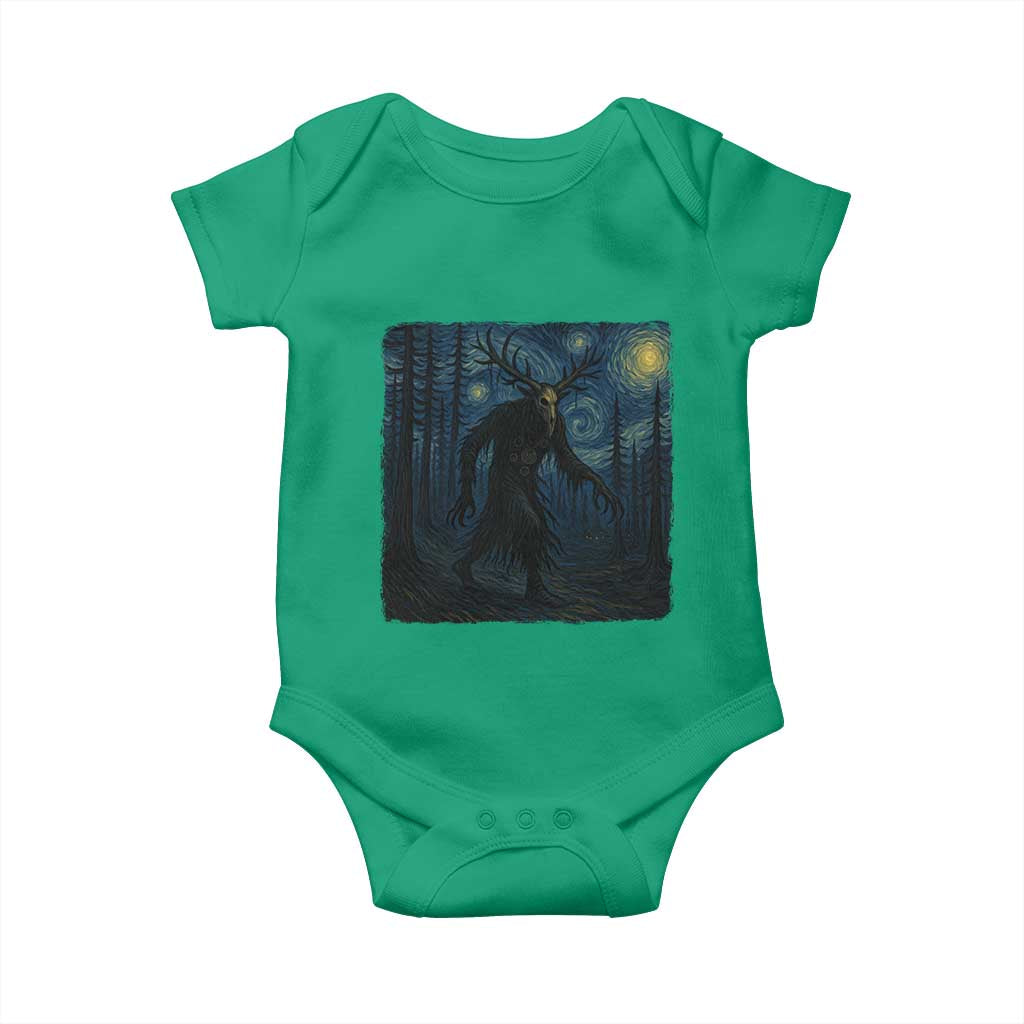 Wendigo Starry Night Baby Onesie Van Gogh Dark Fantasy Cryptid Lovers TS10 Irish Green Print Your Wear