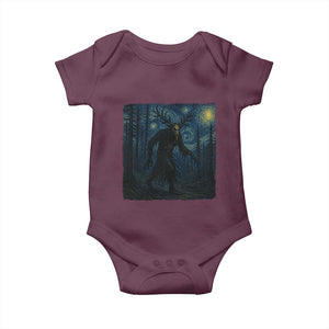 Wendigo Starry Night Baby Onesie Van Gogh Dark Fantasy Cryptid Lovers TS10 Maroon Print Your Wear