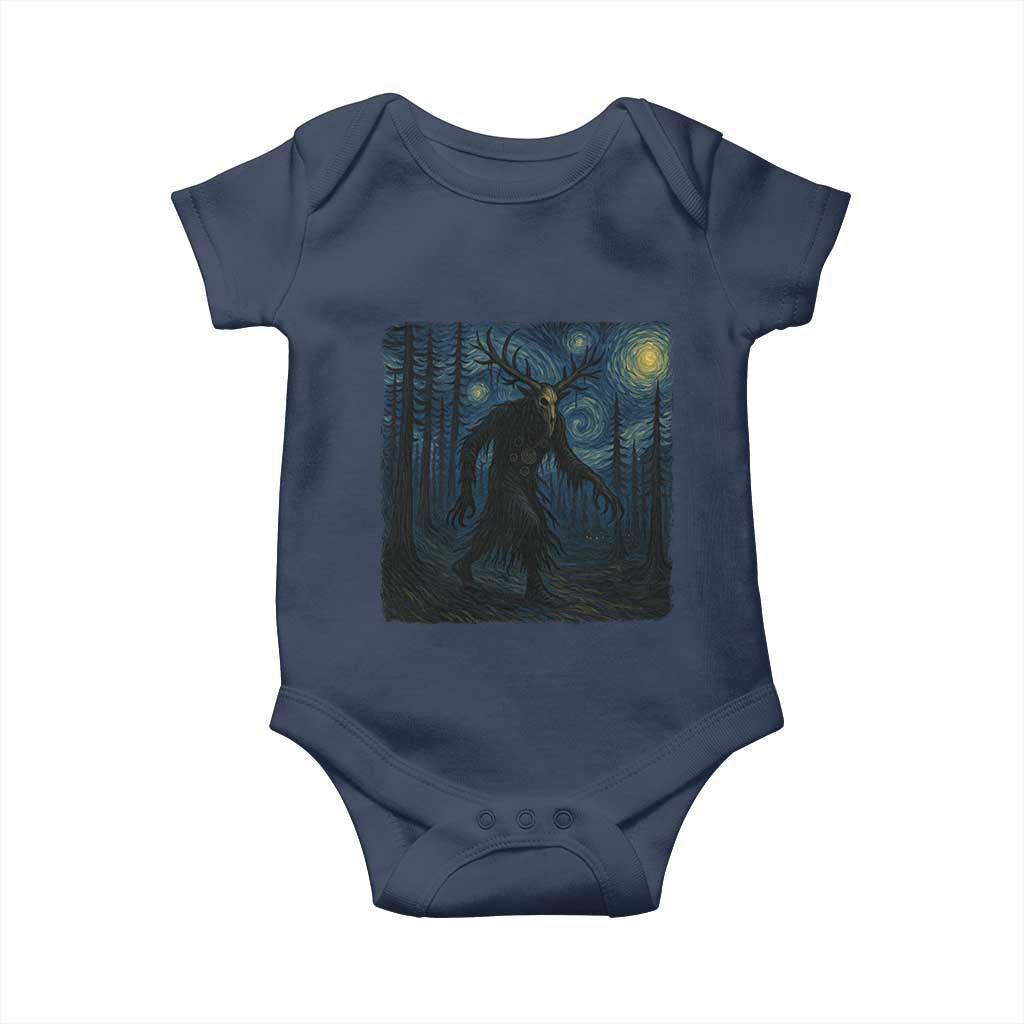 Wendigo Starry Night Baby Onesie Van Gogh Dark Fantasy Cryptid Lovers TS10 Navy Print Your Wear