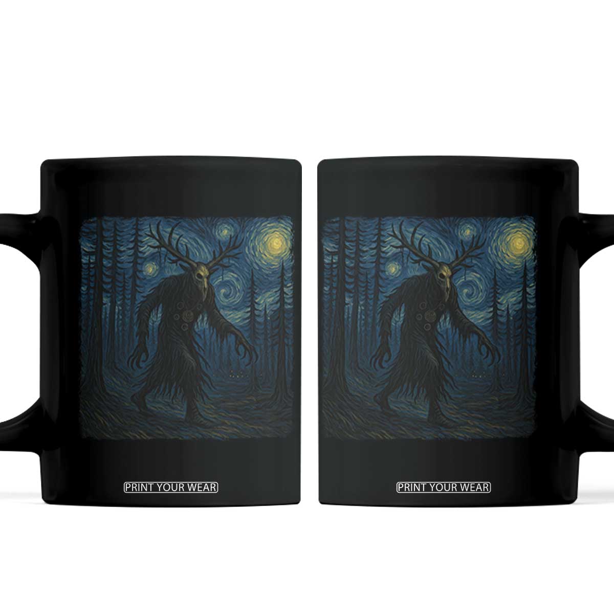Wendigo Starry Night Coffee Mug Van Gogh Dark Fantasy Cryptid Lovers TS10 Black Print Your Wear