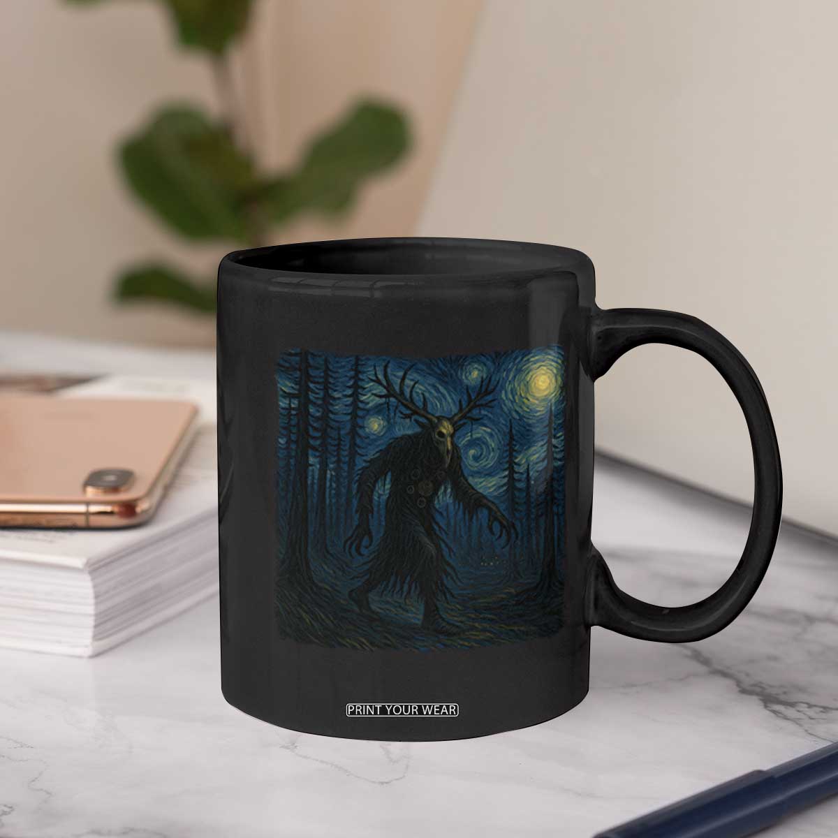 Wendigo Starry Night Coffee Mug Van Gogh Dark Fantasy Cryptid Lovers TS10 Print Your Wear