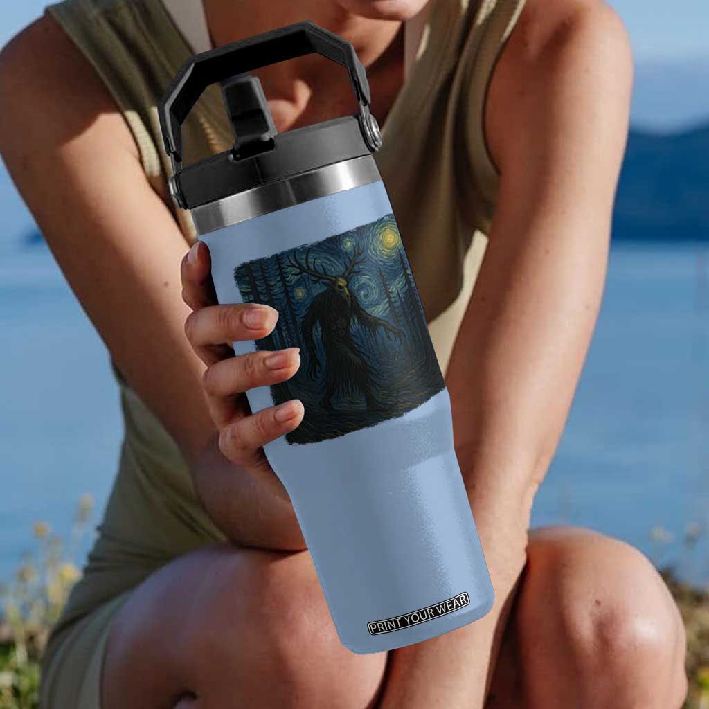 Wendigo Starry Night Flip Straw Tumbler Van Gogh Dark Fantasy Cryptid Lovers TS10 One Size: 30 oz Light Blue Print Your Wear