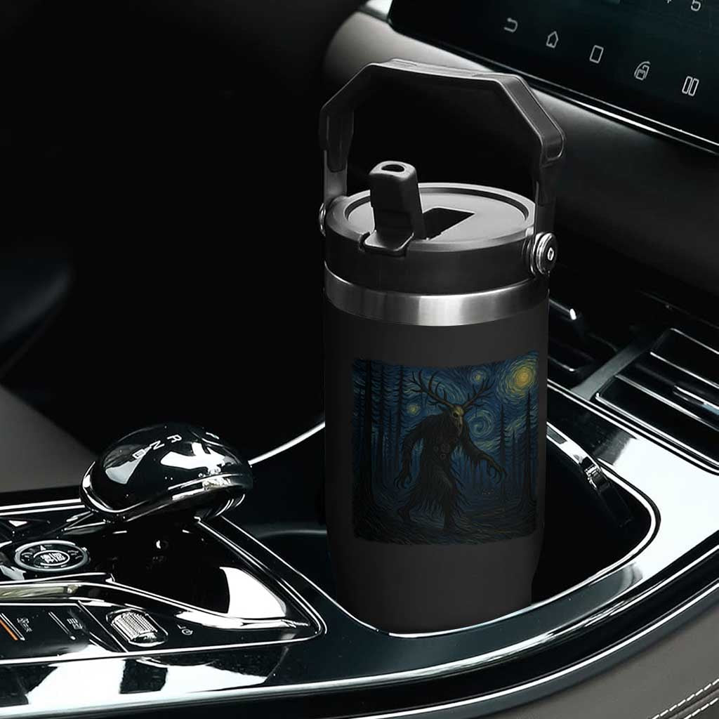 Wendigo Starry Night Flip Straw Tumbler Van Gogh Dark Fantasy Cryptid Lovers TS10 Print Your Wear