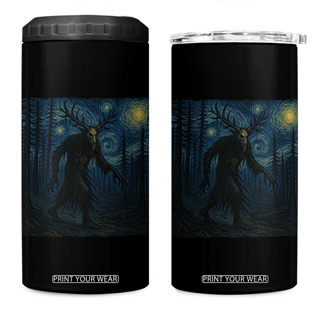 Wendigo Starry Night 4 in 1 Can Cooler Tumbler Van Gogh Dark Fantasy Cryptid Lovers TS10 One Size: 16 oz Black Print Your Wear