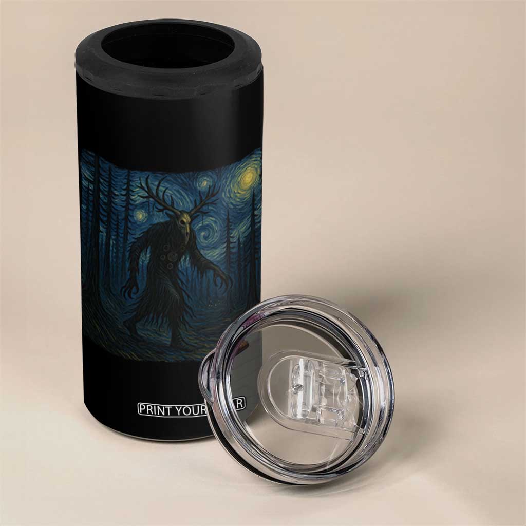 Wendigo Starry Night 4 in 1 Can Cooler Tumbler Van Gogh Dark Fantasy Cryptid Lovers TS10 Print Your Wear