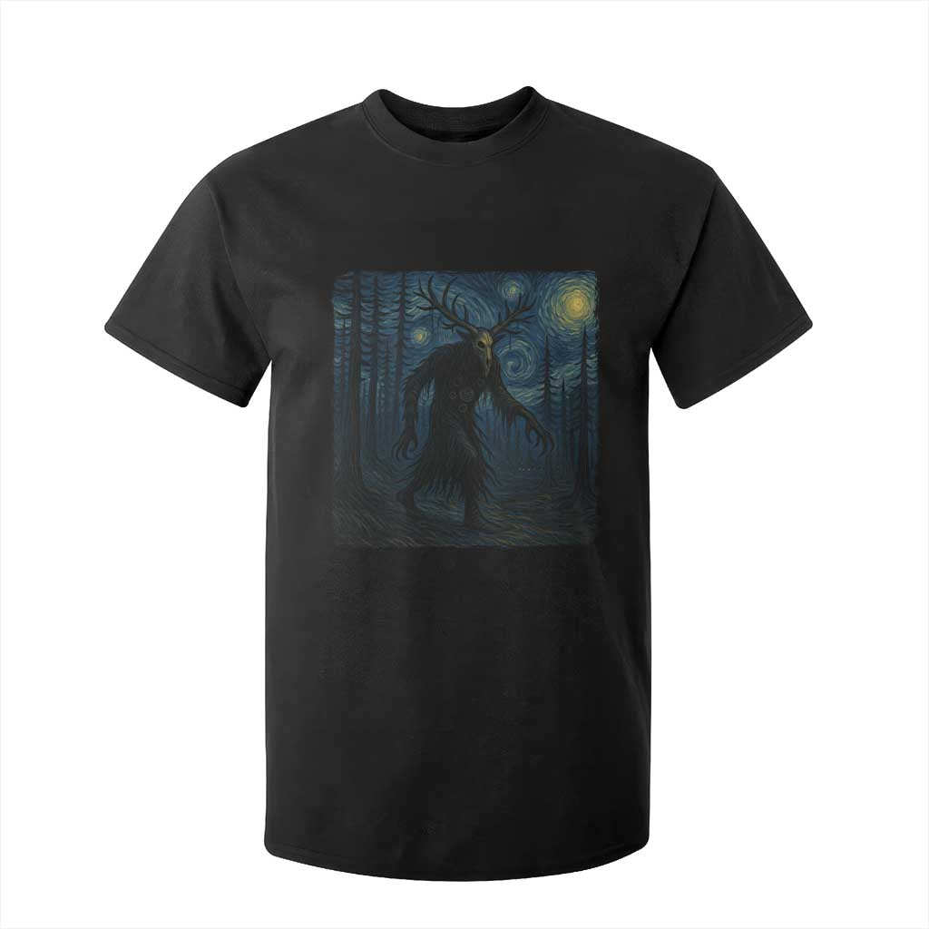 Wendigo Starry Night T Shirt For Kid Van Gogh Dark Fantasy Cryptid Lovers TS10 Black Print Your Wear