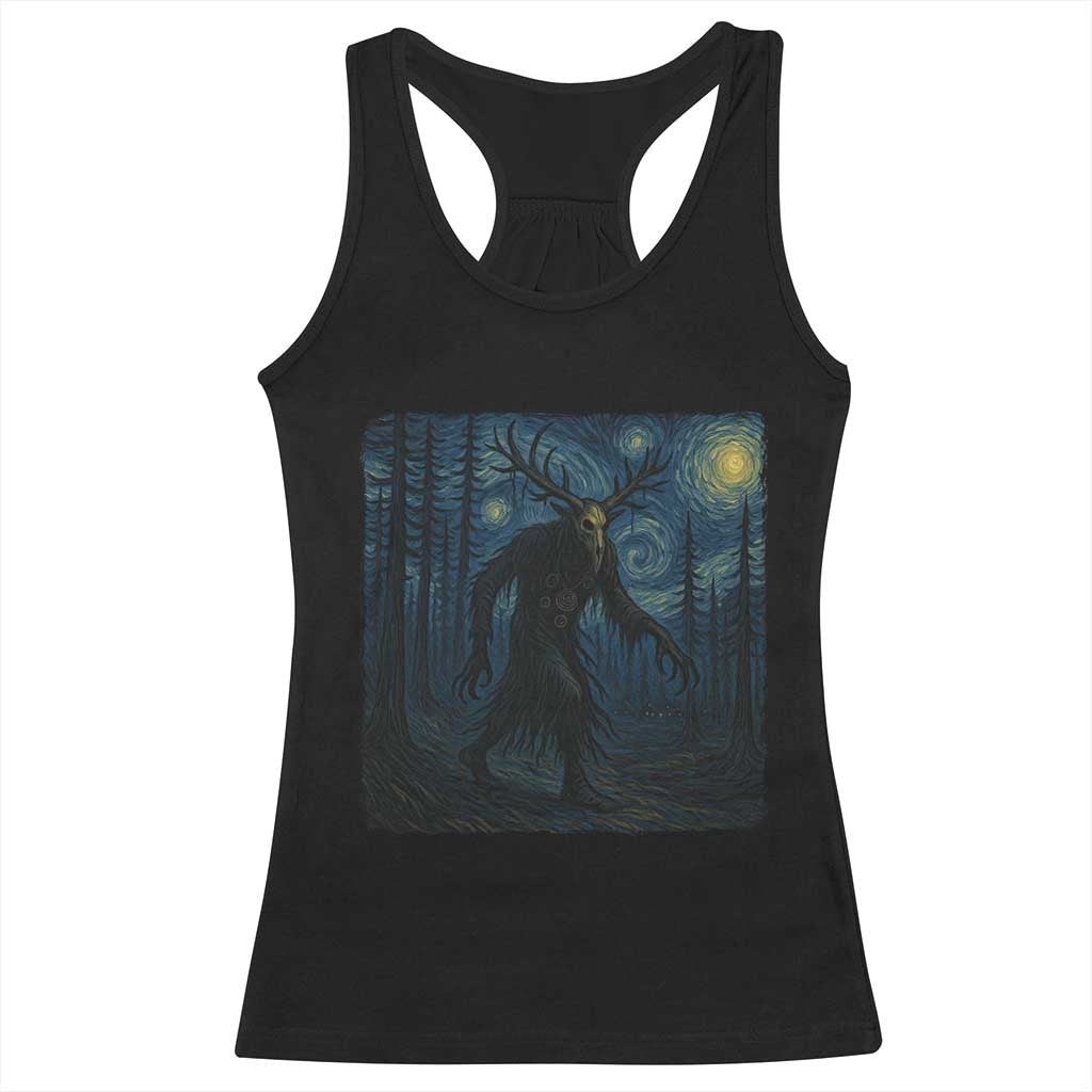 Wendigo Starry Night Racerback Tank Top Van Gogh Dark Fantasy Cryptid Lovers TS10 Black Print Your Wear