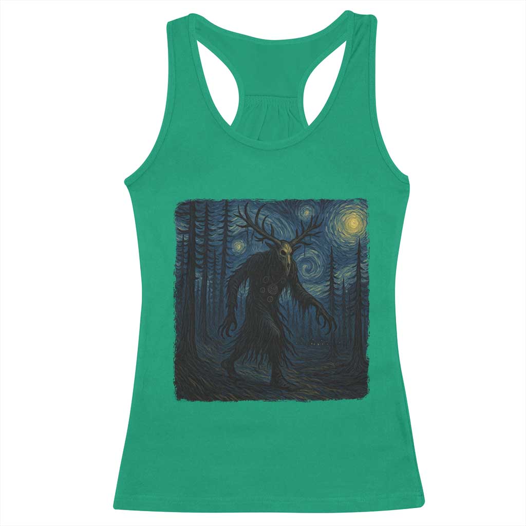 Wendigo Starry Night Racerback Tank Top Van Gogh Dark Fantasy Cryptid Lovers TS10 Irish Green Print Your Wear