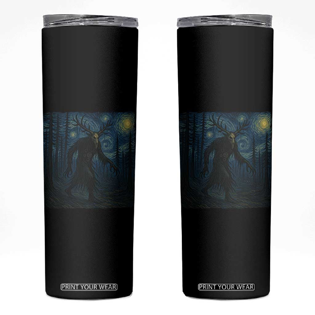 Wendigo Starry Night Skinny Tumbler Van Gogh Dark Fantasy Cryptid Lovers TS10 Black Print Your Wear