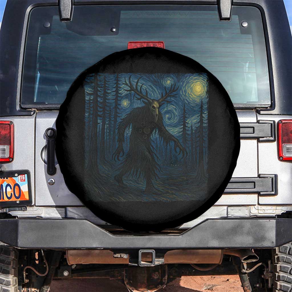Wendigo Starry Night Spare Tire Cover Van Gogh Dark Fantasy Cryptid Lovers TS10 No hole Black Print Your Wear