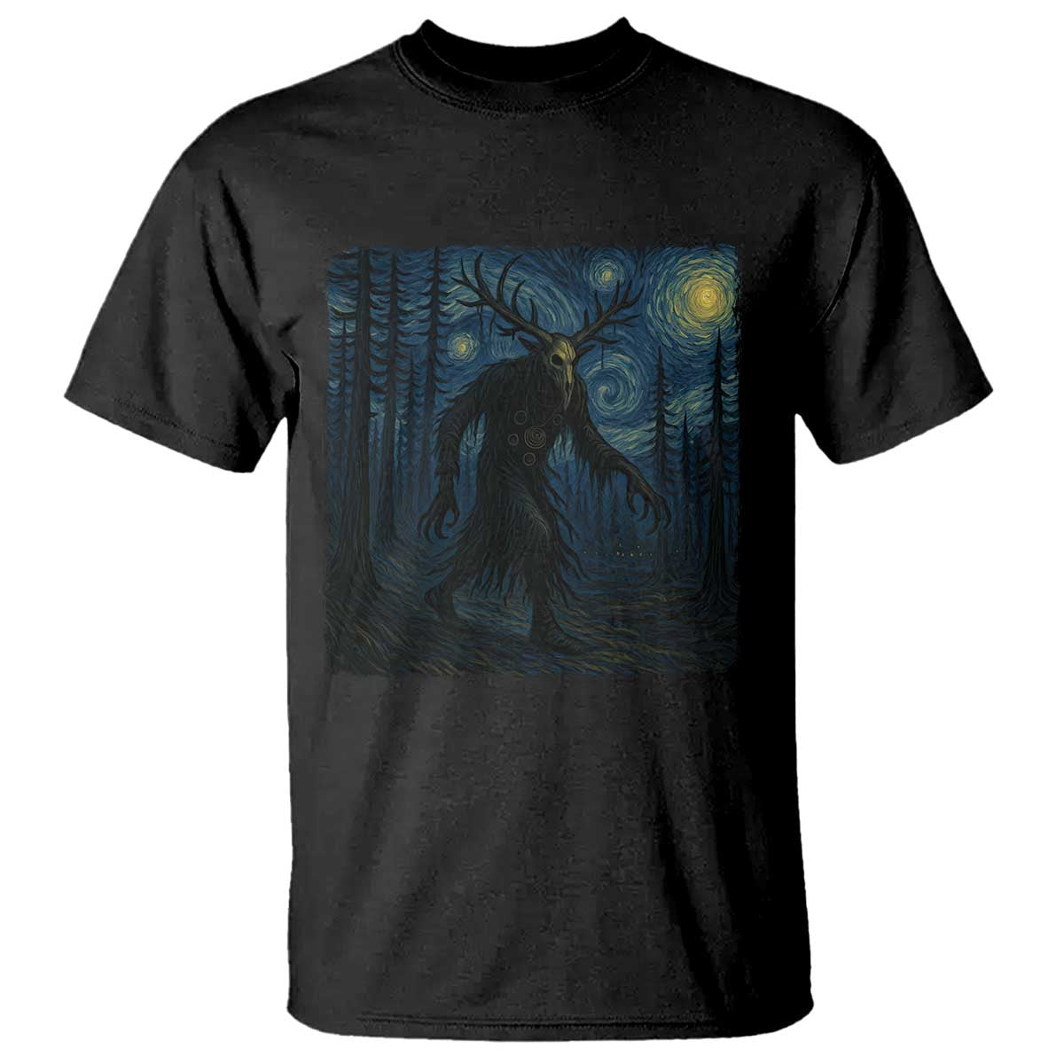 Wendigo Starry Night T Shirt Van Gogh Dark Fantasy Cryptid Lovers TS10 Black Print Your Wear