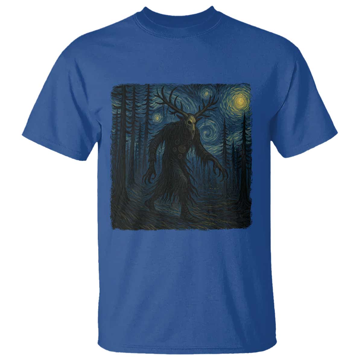 Wendigo Starry Night T Shirt Van Gogh Dark Fantasy Cryptid Lovers TS10 Royal Blue Print Your Wear