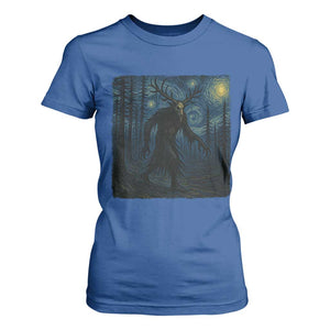 Wendigo Starry Night T Shirt For Women Van Gogh Dark Fantasy Cryptid Lovers TS10 Royal Blue Print Your Wear