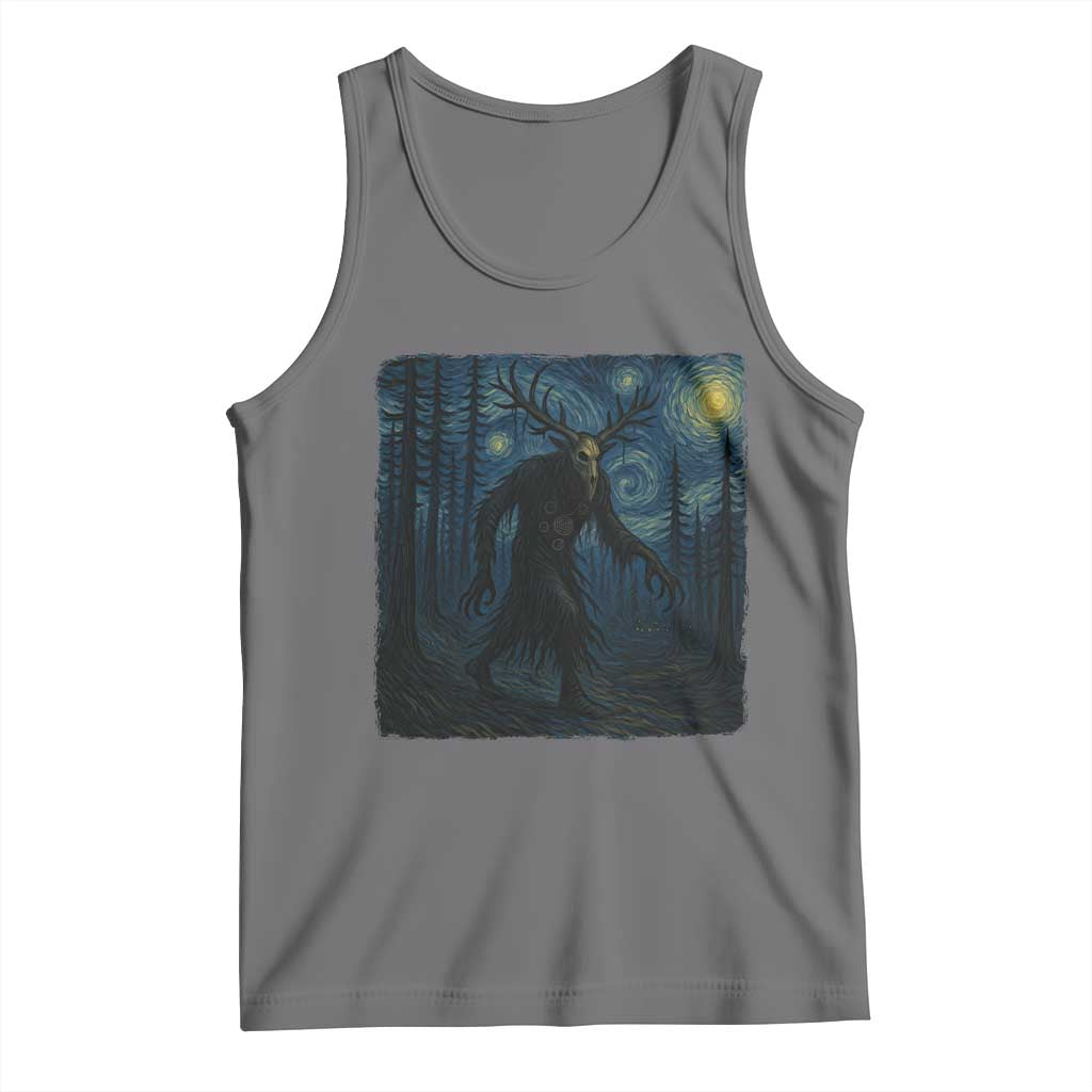 Wendigo Starry Night Tank Top Van Gogh Dark Fantasy Cryptid Lovers TS10 Black Heather Print Your Wear