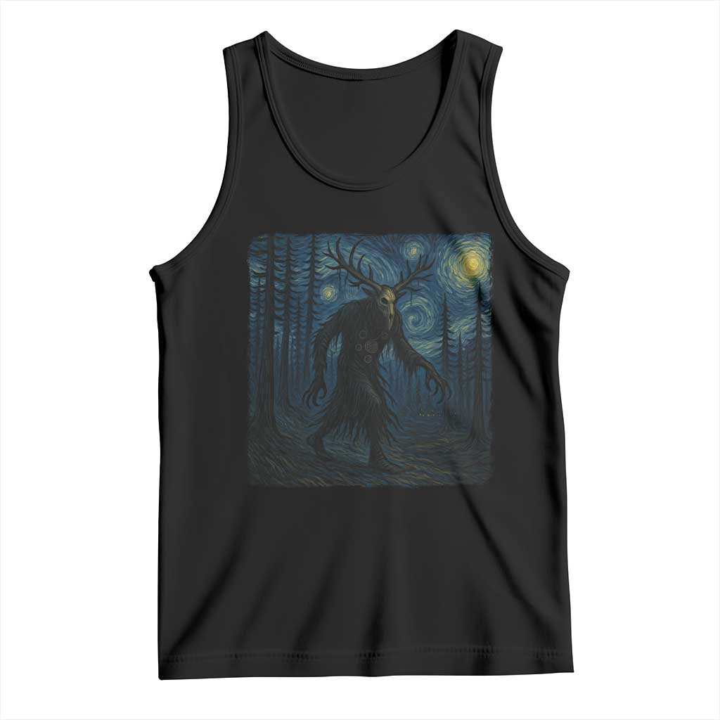 Wendigo Starry Night Tank Top Van Gogh Dark Fantasy Cryptid Lovers TS10 Black Print Your Wear