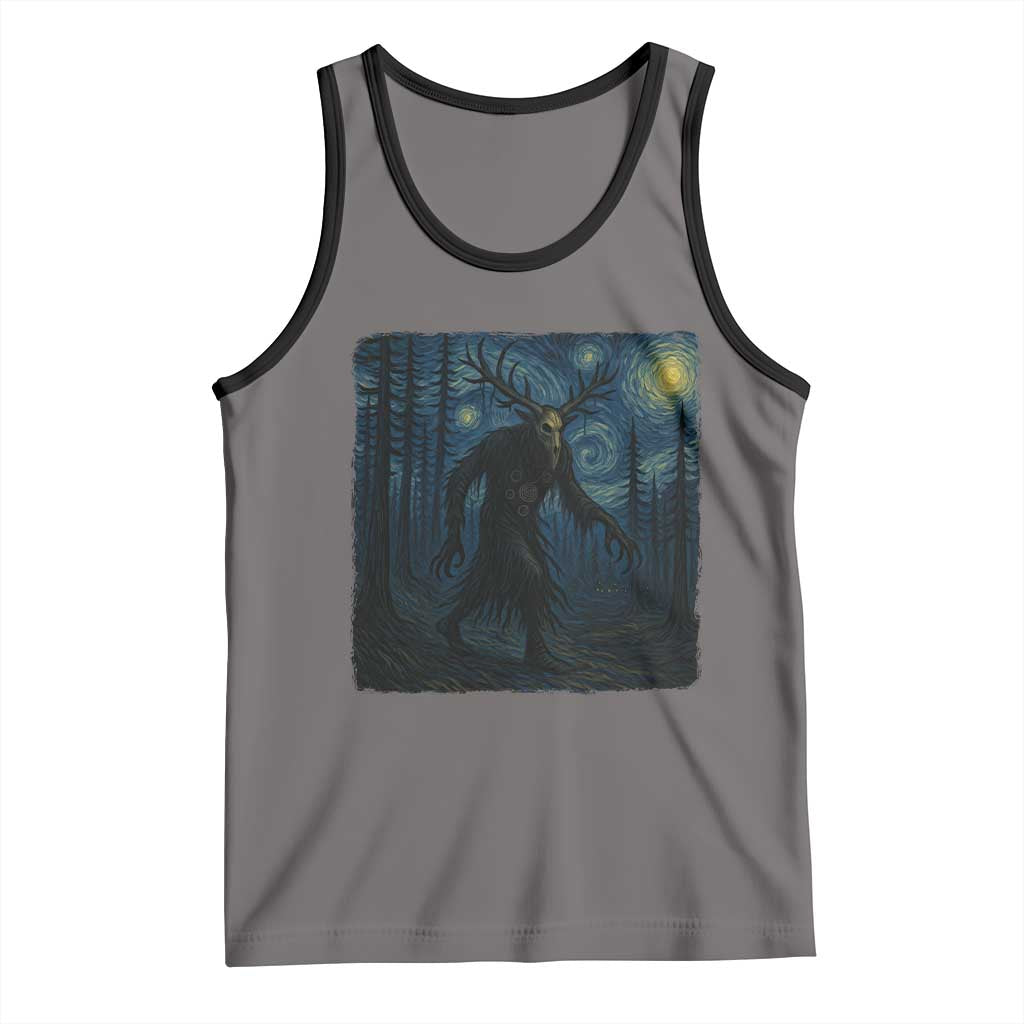 Wendigo Starry Night Tank Top Van Gogh Dark Fantasy Cryptid Lovers TS10 Deep Heather Black Print Your Wear