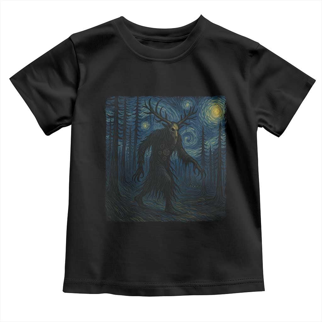 Wendigo Starry Night Toddler T Shirt Van Gogh Dark Fantasy Cryptid Lovers TS10 Black Print Your Wear
