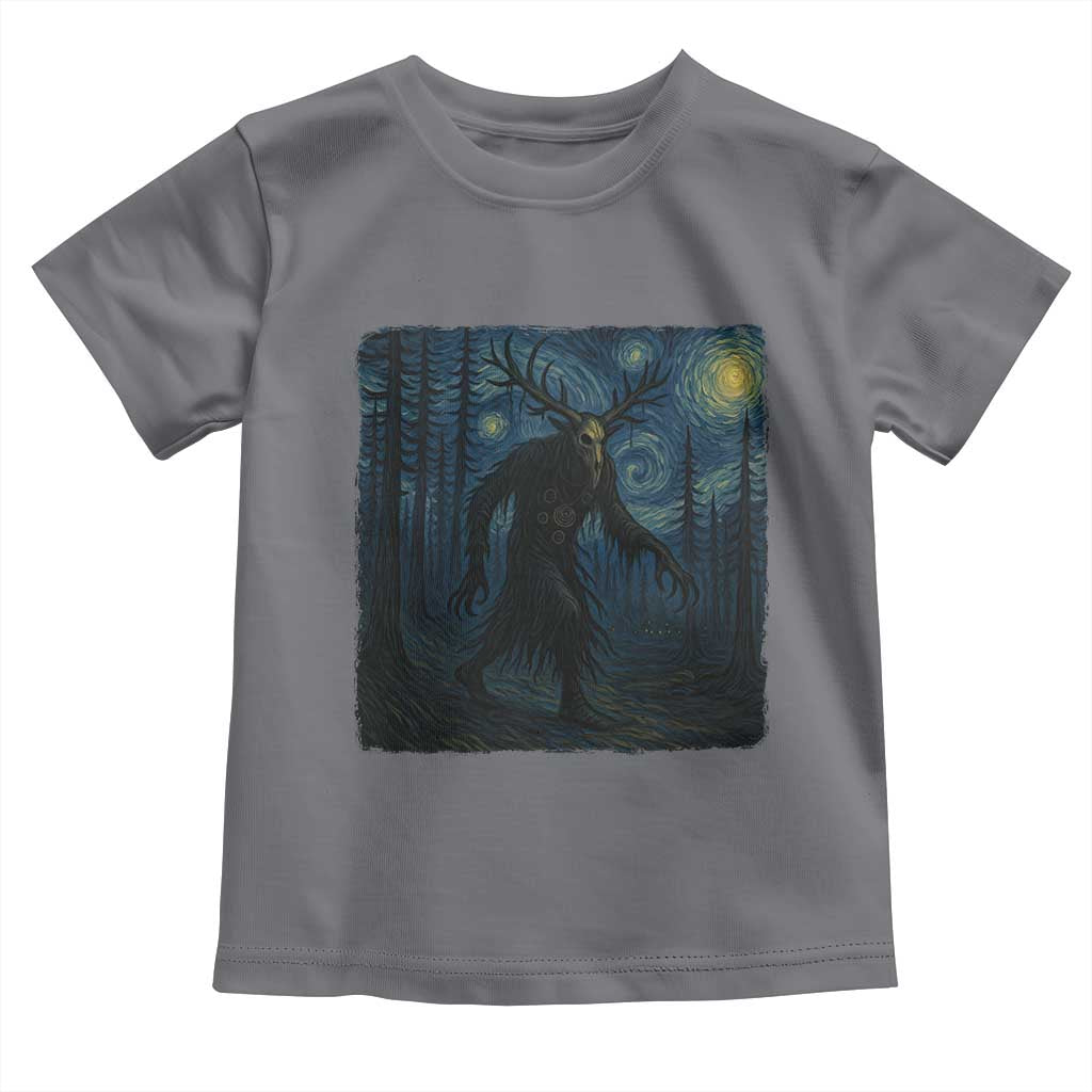 Wendigo Starry Night Toddler T Shirt Van Gogh Dark Fantasy Cryptid Lovers TS10 Charcoal Print Your Wear