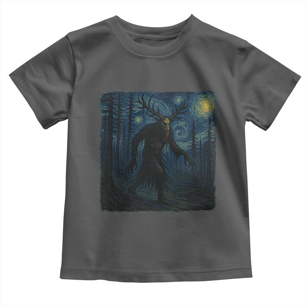Wendigo Starry Night Toddler T Shirt Van Gogh Dark Fantasy Cryptid Lovers TS10 Dark Heather Print Your Wear