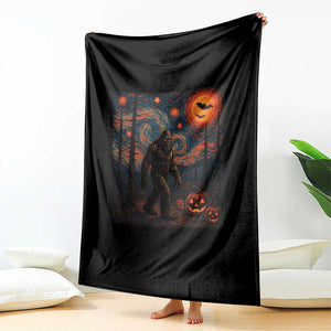 Bigfoot Starry Night Throw Blanket Funny Halloween Van Gogh Sasquatch Lovers TS10 Print Your Wear