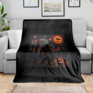 Bigfoot Starry Night Throw Blanket Funny Halloween Van Gogh Sasquatch Lovers TS10 Print Your Wear